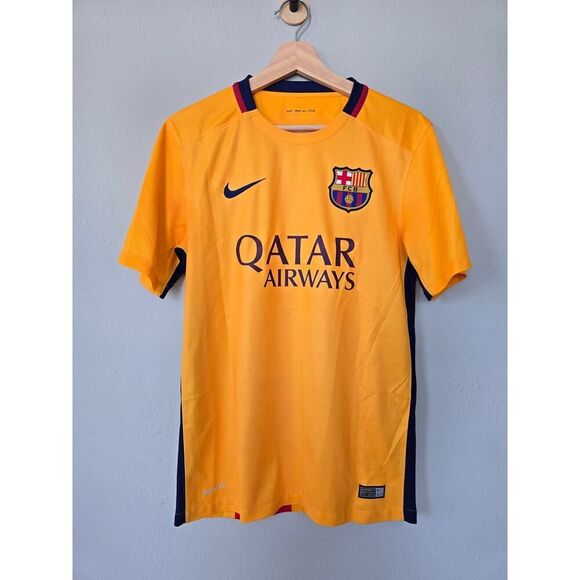 Nike FC Barcelona 2015/16 Away Jersey Authentic Dri-FIT Small – Rare Yellow Kit - Picture 2 of 9